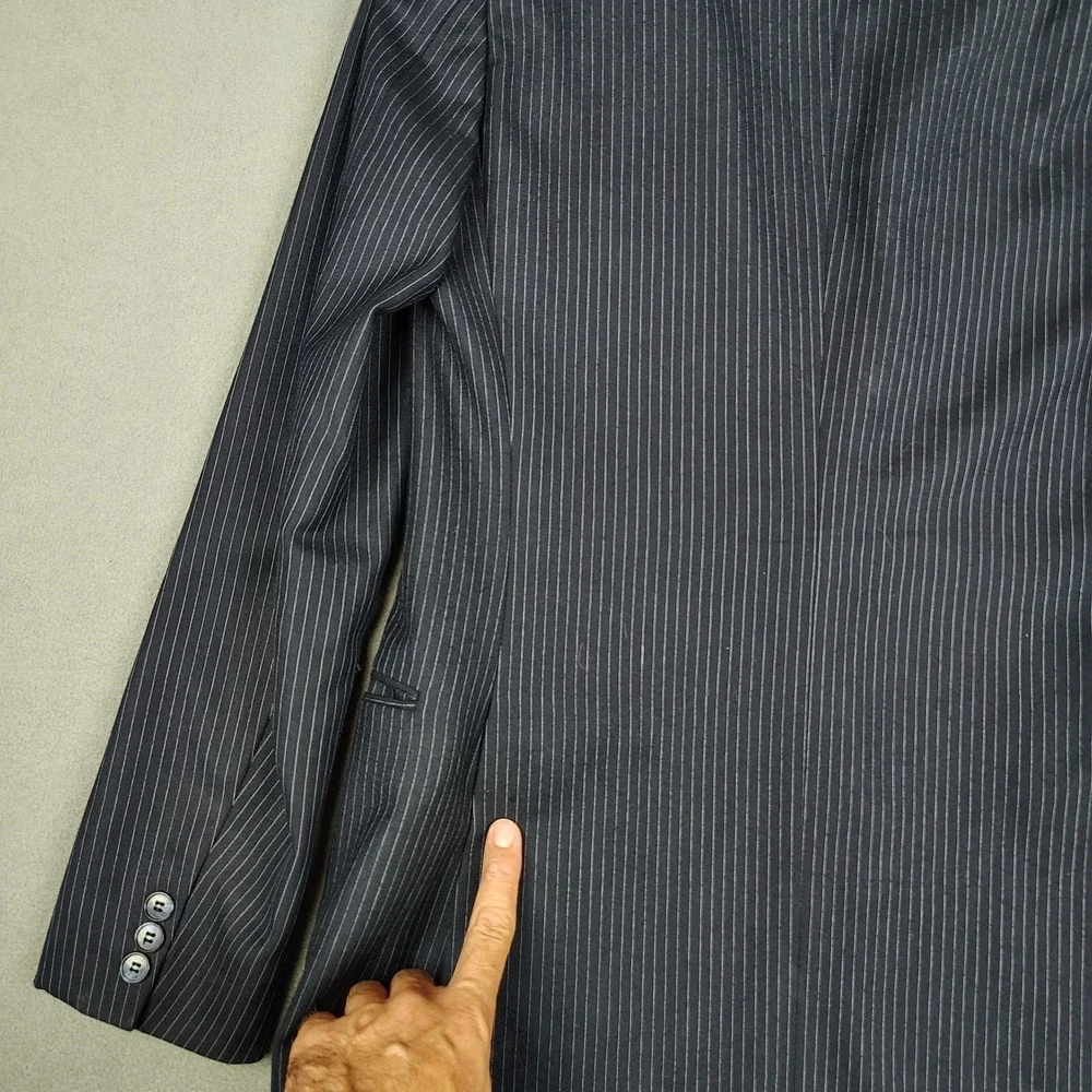 Yves Saint Laurent Blazer Men 36 Navy Pinstripe 2 Button Vented Classic Coat
